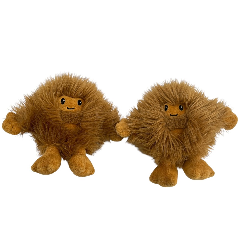 Canned Critters Sasquatch Plush 6 Inch Brown Shaggy Faux Fur Toy Set of 2